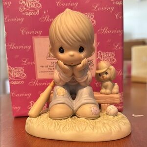 Precious Moments Child with Bat and Puppy Figurine